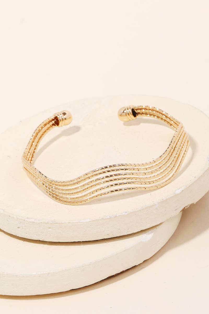 Textured Multi Strand Cuff Bracelet