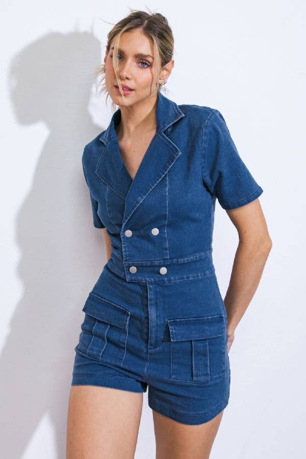 Shorts Washed Denim Romper