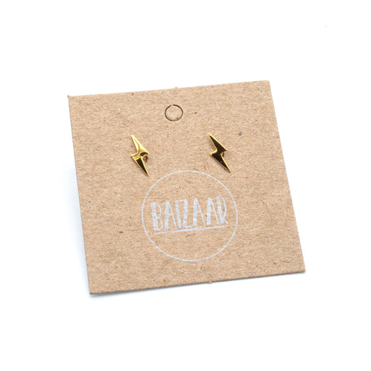 Sterling Silver & Gold Plated Lightning Bolt Stud