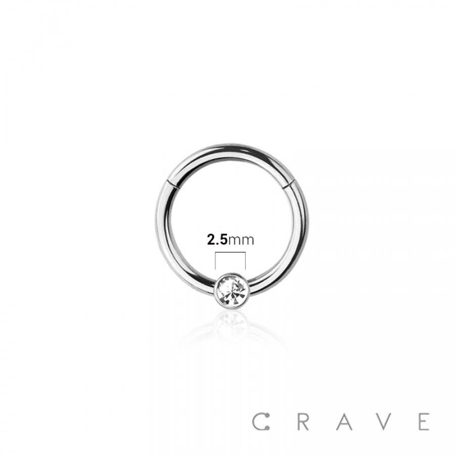 Hinged Segment Hoop Ring Bezel CZ