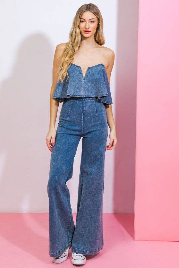 An Acid Washed Denim Jumpsuit