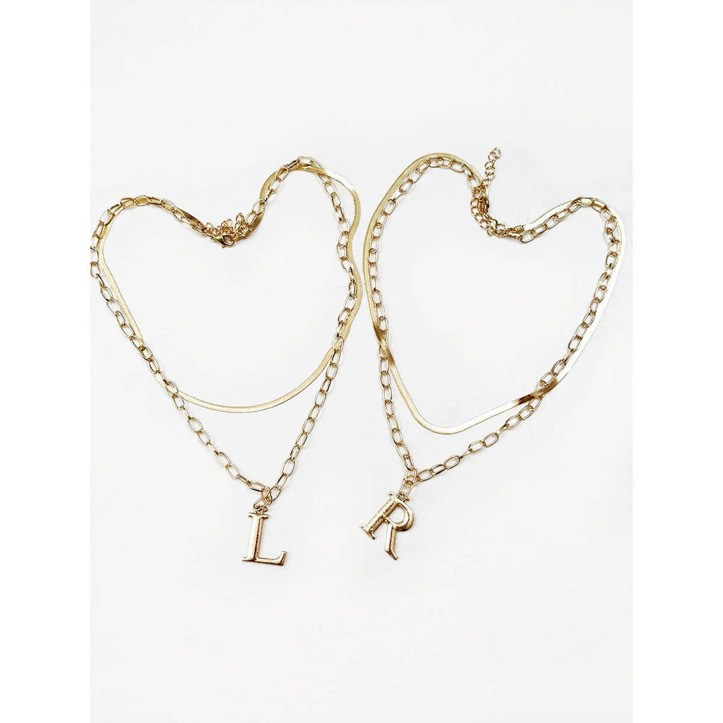 Gold Double Layered Initial Pendant Necklace
