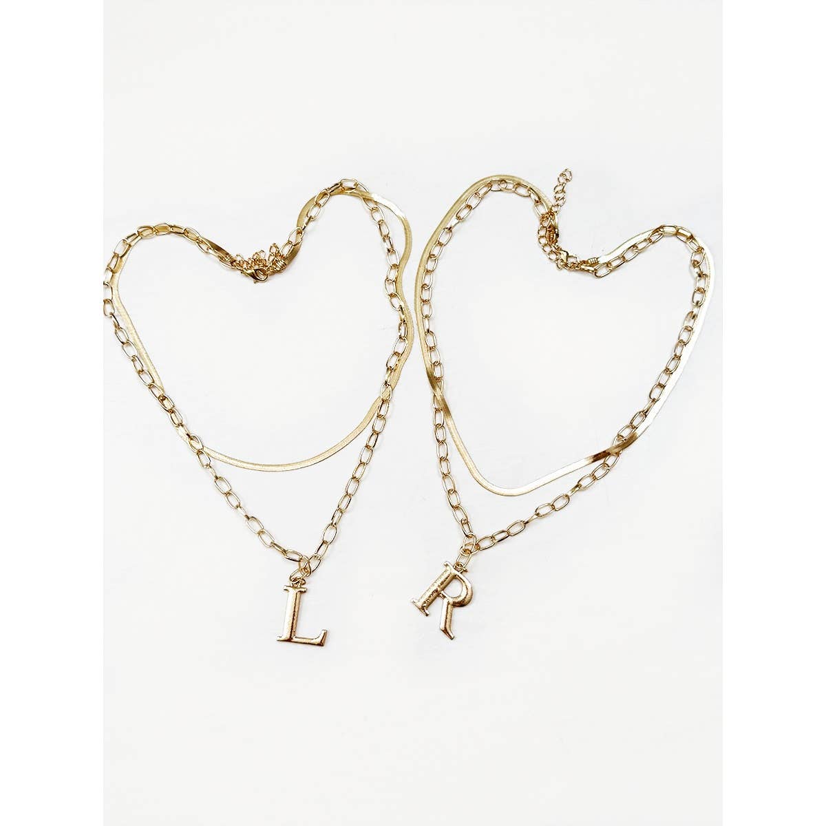 Gold Double Layered Initial Pendant Necklace