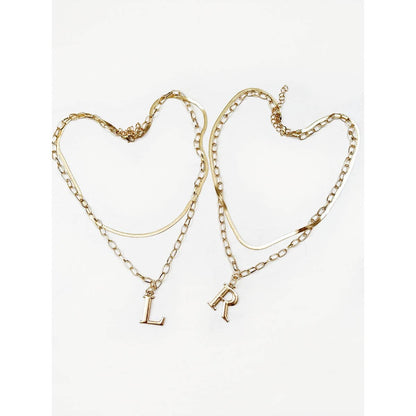 Gold Double Layered Initial Pendant Necklace