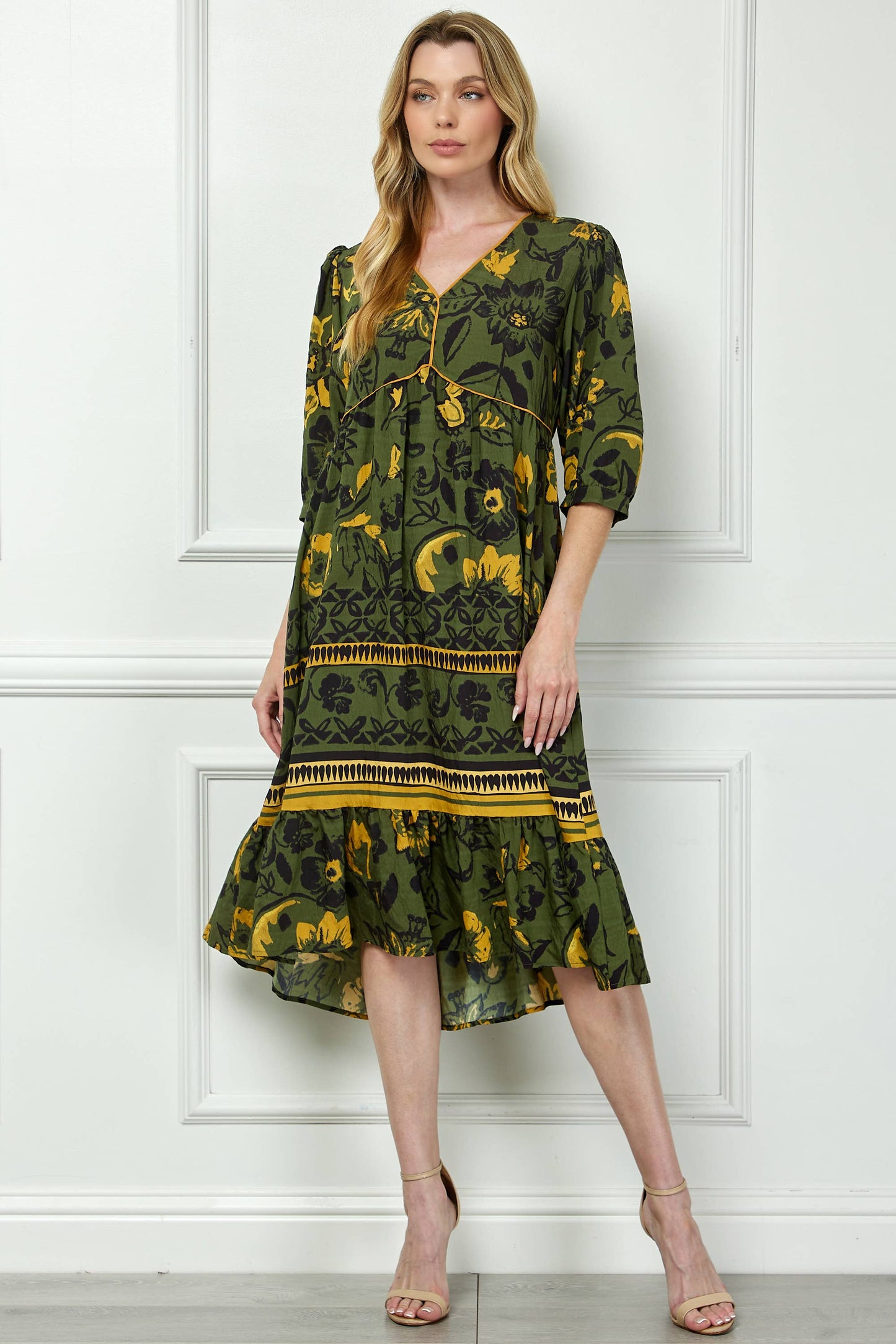 Boho Print Peasant Dress