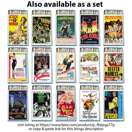 Classic Movie Poster Matchbox • Candle Acc • Matches