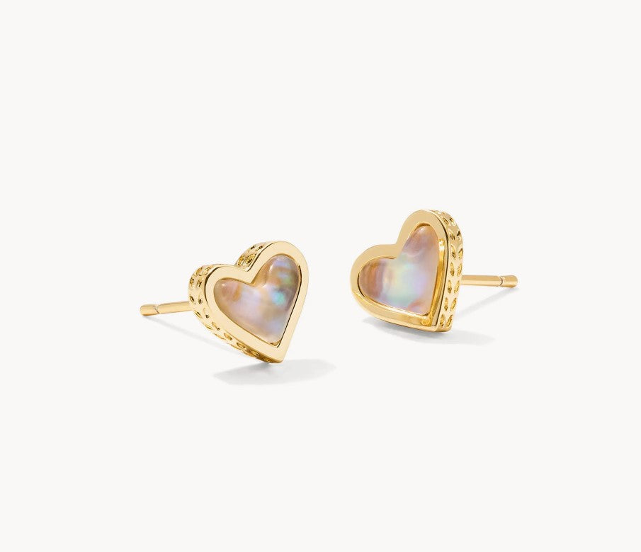 Framed Ari Heart Gold Stud Earrings