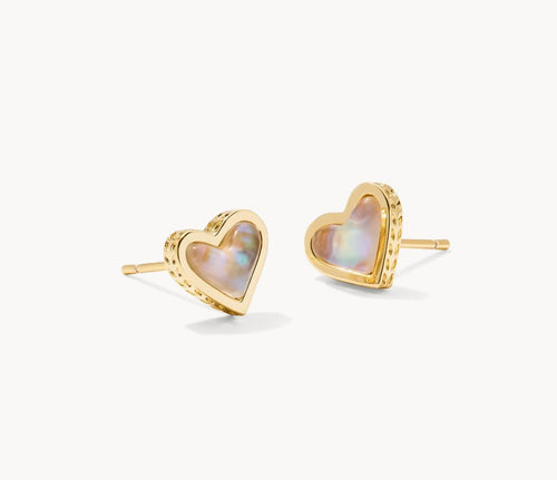 Framed Ari Heart Gold Stud Earrings