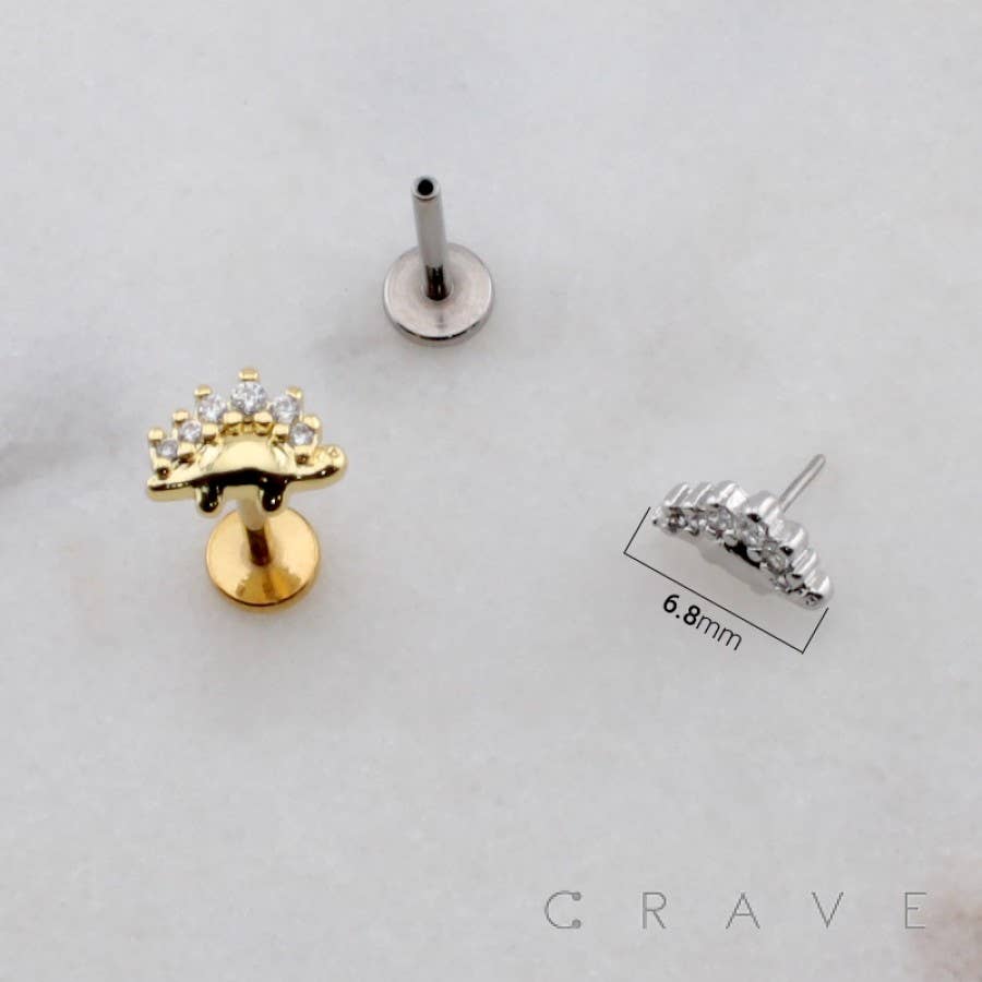 MULTI MARQUISE TRINITY CZ THREADLESS (PUSH IN) 316L SURGICAL (Copy): GOLD-6mm