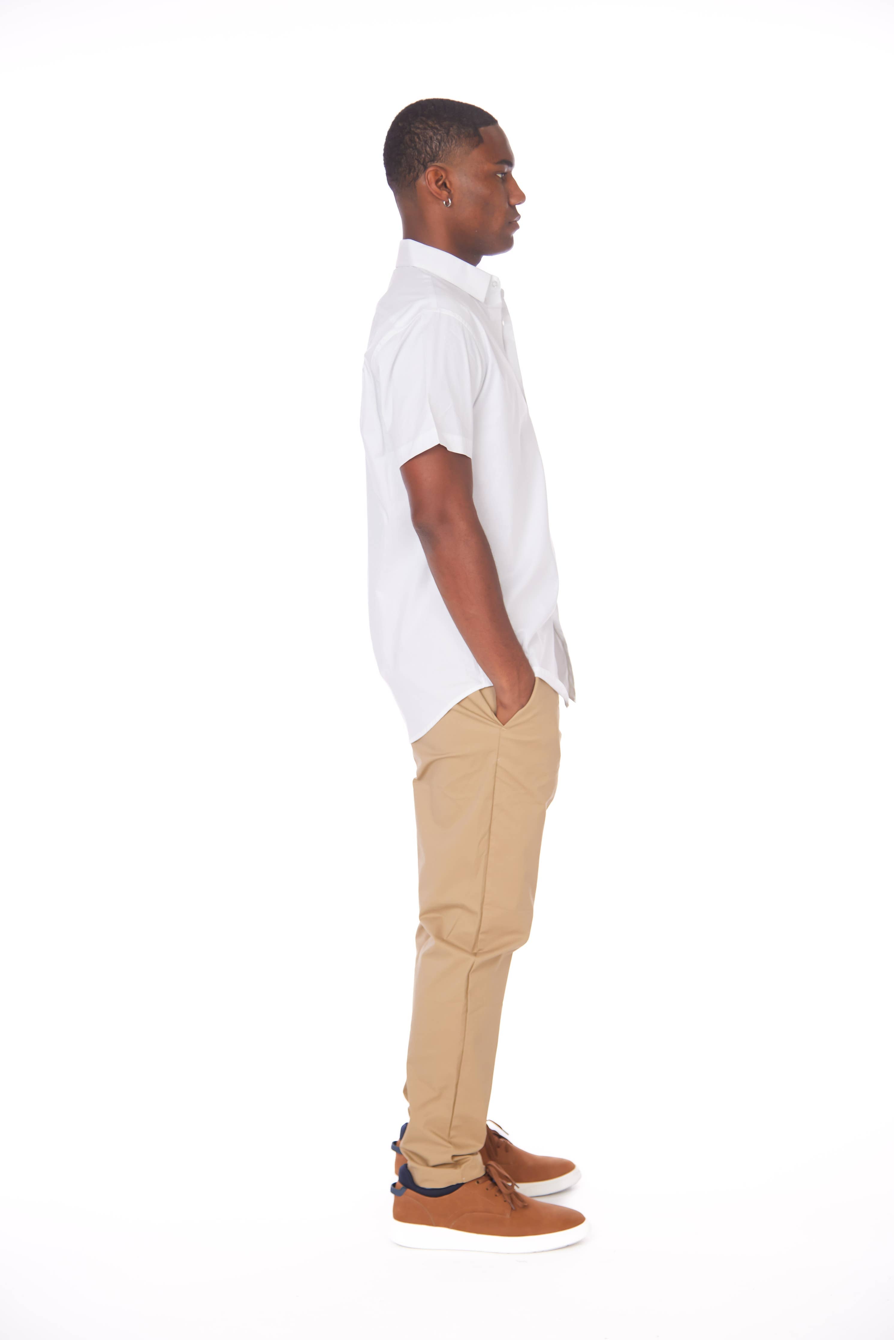 Men's Cotton Stretch SS Solid Shirt