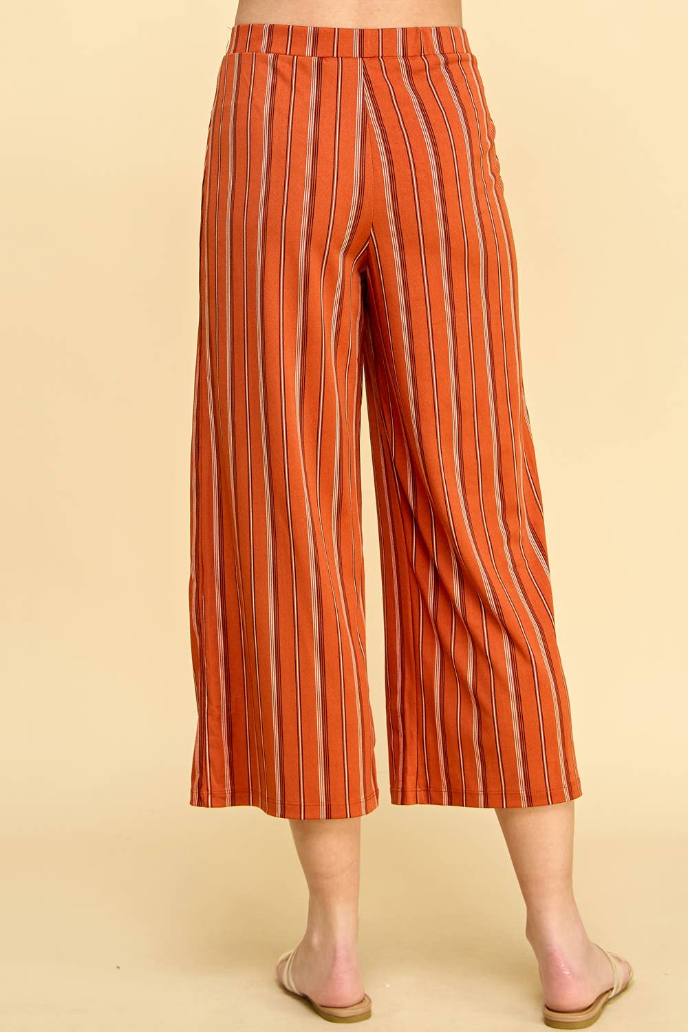 High Waist Cropped Striped Pants