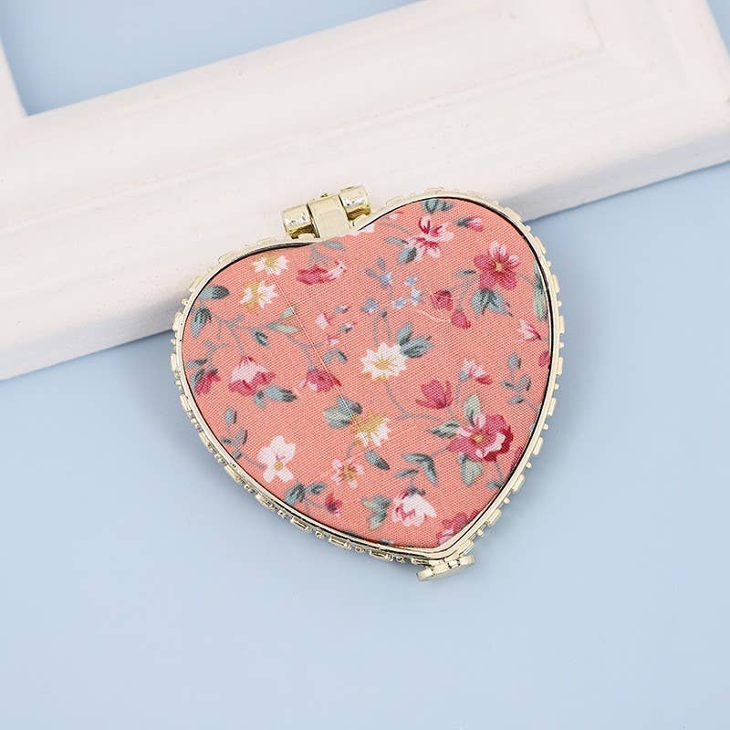 TRAVEL POCKET COMPACT HANDHELD FLORAL MIRROR | 40M103: Blue