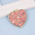 TRAVEL POCKET COMPACT HANDHELD FLORAL MIRROR | 40M103: PEACH