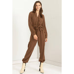 Weekend Outing Tie-Belt Long Sleeve Jumpsuit