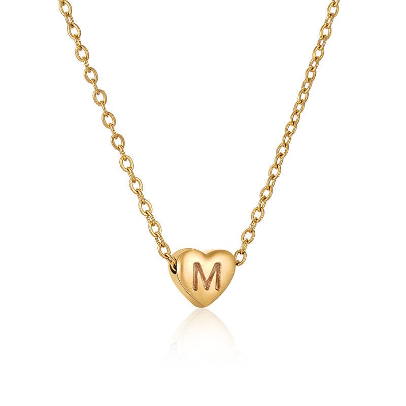 Heart-shaped Alphabet Pendant Necklace