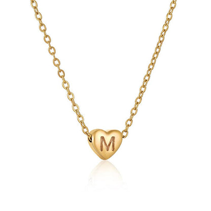 Heart-shaped Alphabet Pendant Necklace