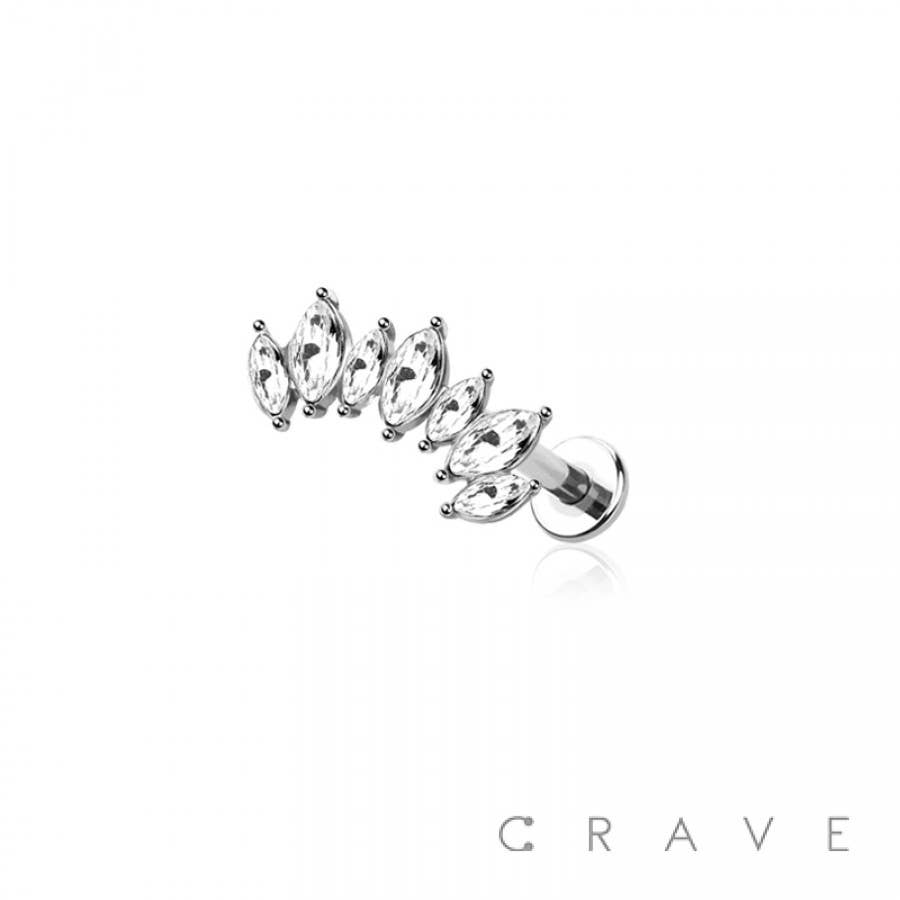 CZ Marquise Cut Moissanite Curve Cartilage Earring