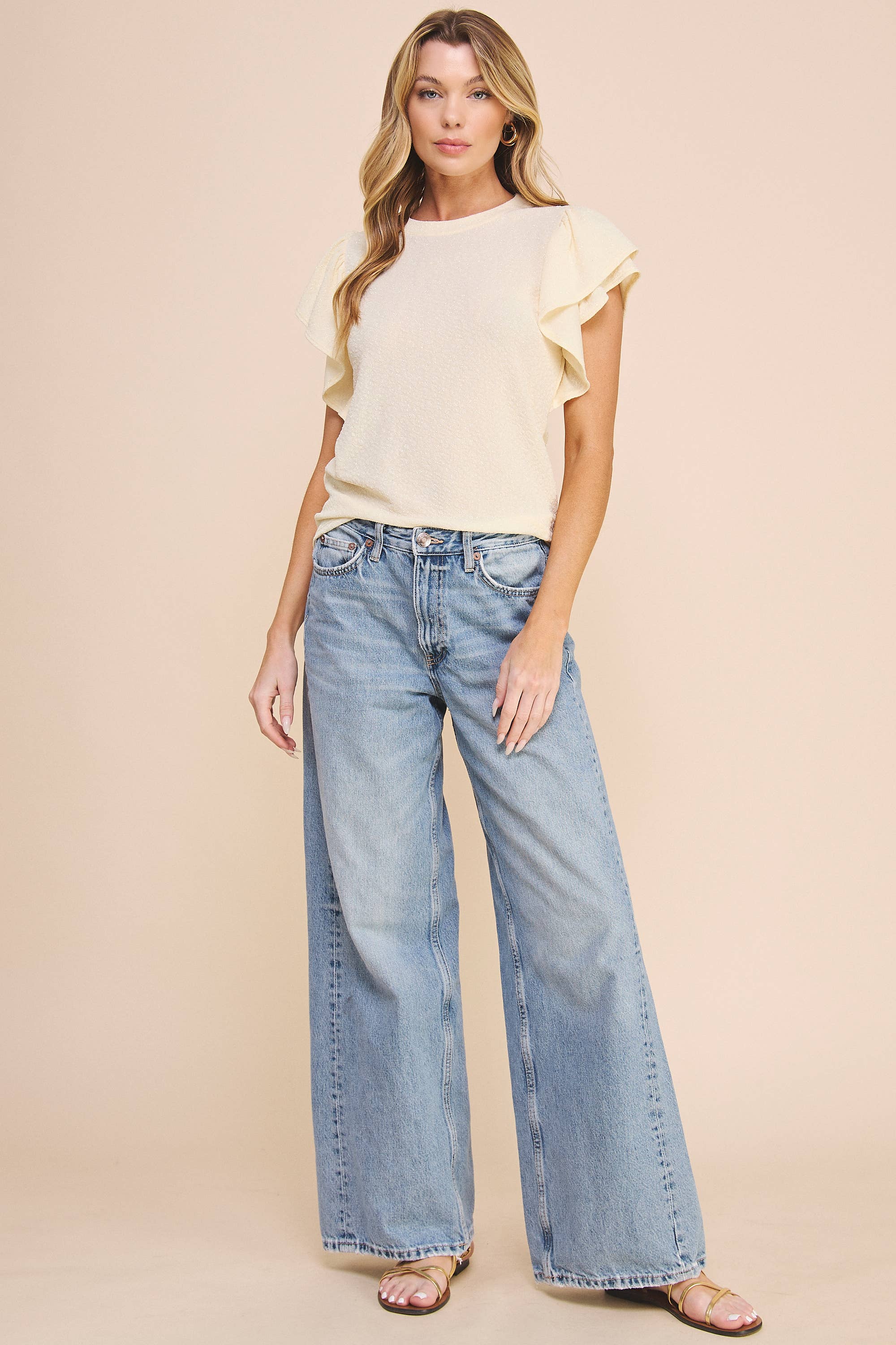 Sparkly Ruffle Sleeve Irvin Blouse 