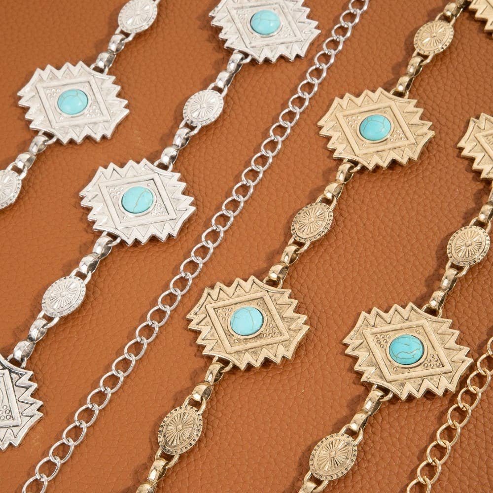 Diamond Shape Western Concho Chain Belt