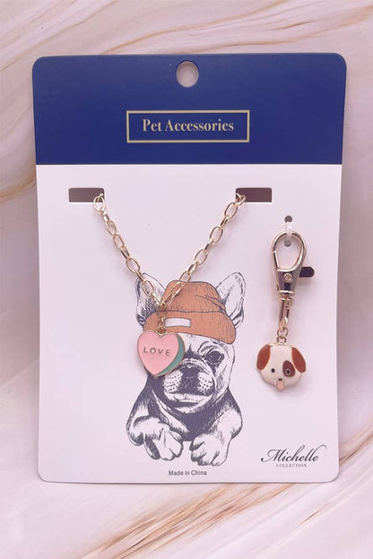 Love Pet Collar/Necklace and Keychain Set