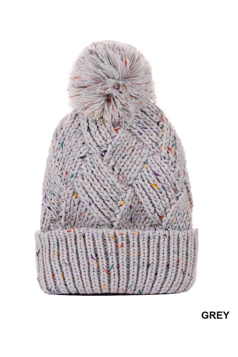 Speckled Pom Pom Beanie