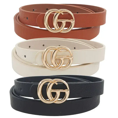 3 Piece Letter Buckle Accented Belt Set