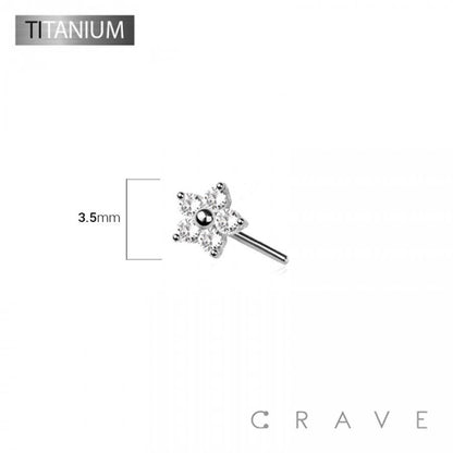 IMPLANT GRADE TITANIUM THREADLESS PUSH IN CZ FLOWER TOP PART: TITANIUM