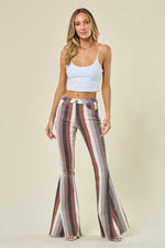 Western Multi Stripe Bell Bottom Jeans