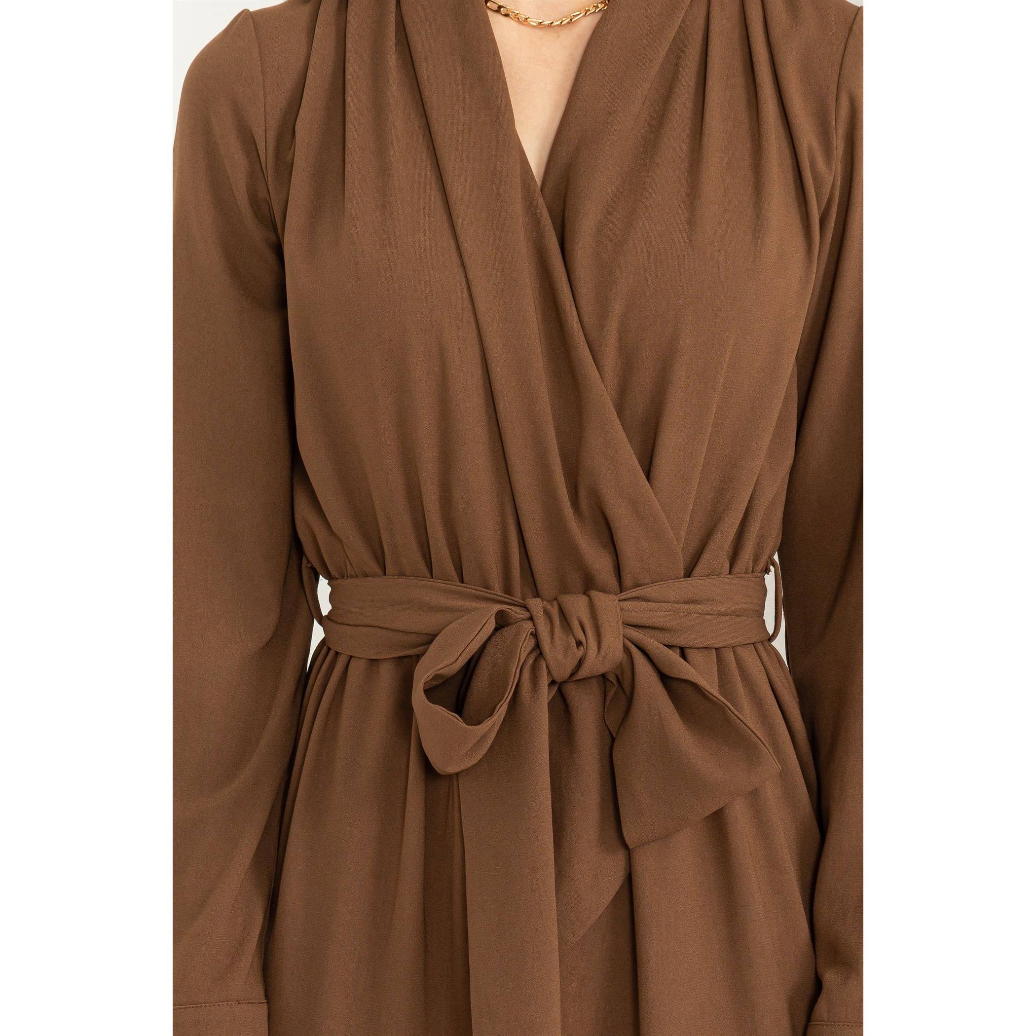 Weekend Outing Tie-Belt Long Sleeve Jumpsuit