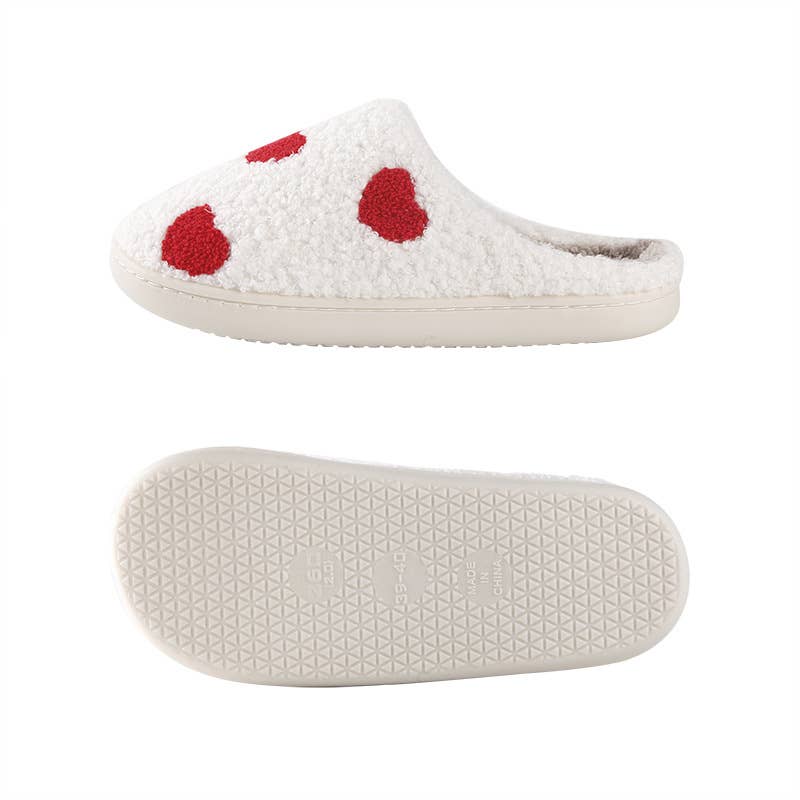 Heart Fleece Warm Soft Slipper.