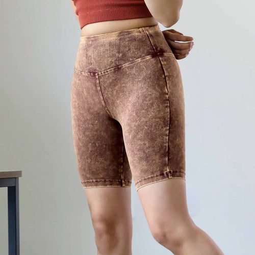 Mineral Wash Wide Waistband Shorts