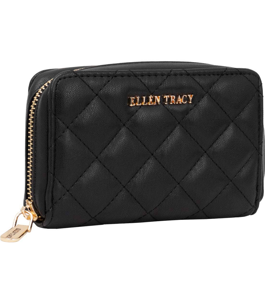 Ellen Tracy Diamond Quilted Zip Around Indexer Wallet