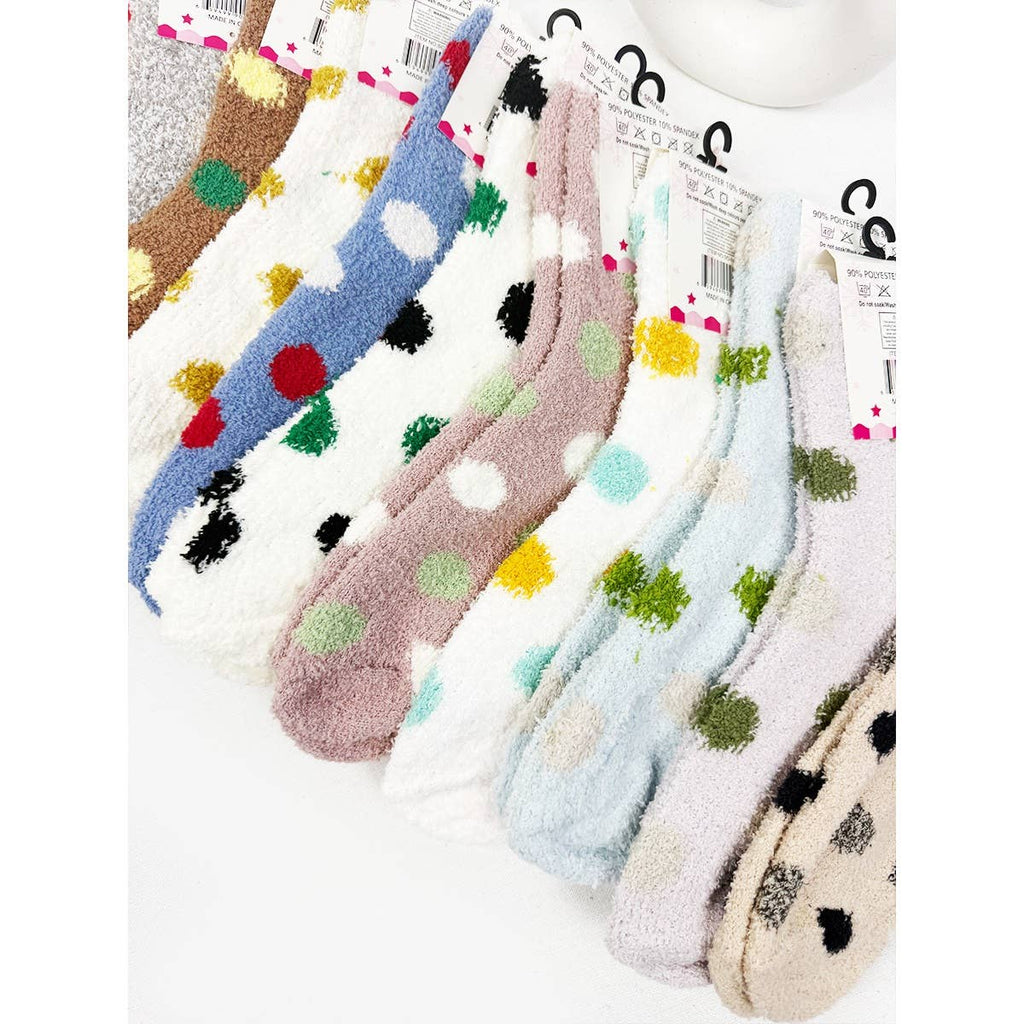 Polka Dot Winter Fuzzy Socks