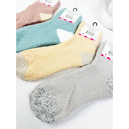 Winter Fuzzy Two Tone Cabin Socks