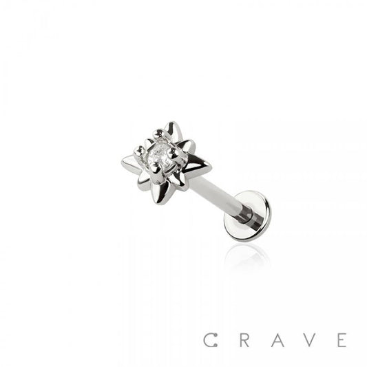 Starburst Top Threadless Push In Labret 