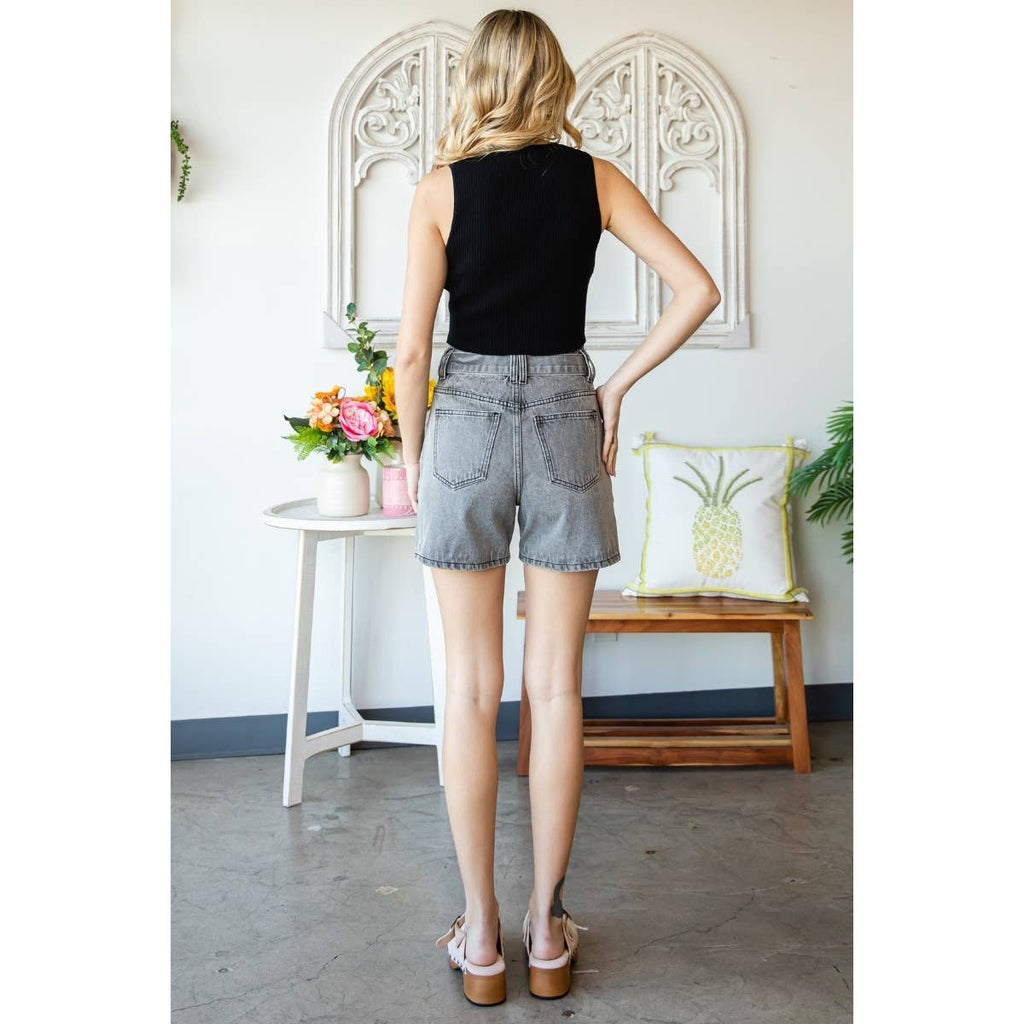 Waist Belted Denim Shorts