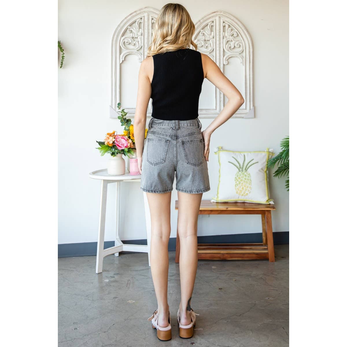 Waist Belted Denim Shorts