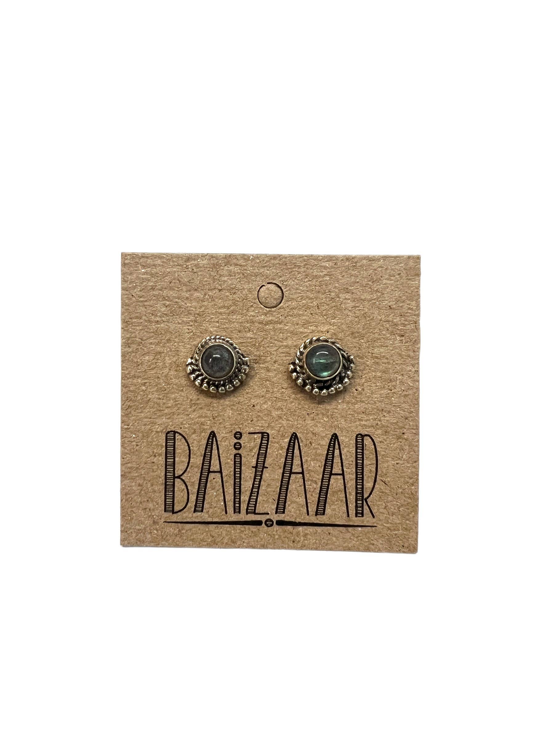 Sterling Silver Stone Stud Earring
