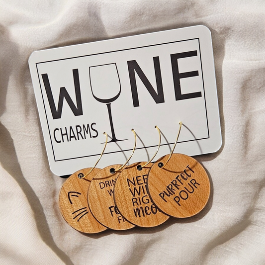 Cat Wine Charms: Cherry or Maple