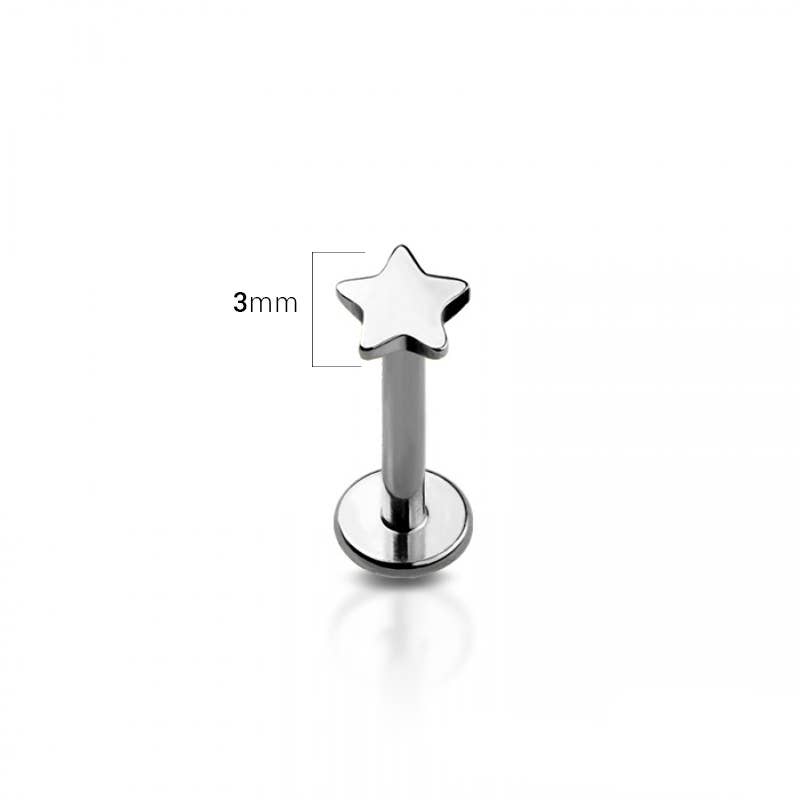 Titanium Threadless Push In Star Labret 