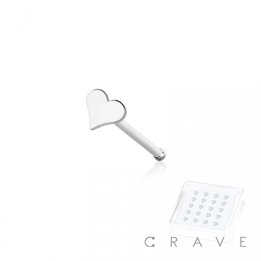 Heart Flat Head 316L Surgical Steel Nose Bone Ring