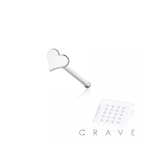 Heart Flat Head 316L Surgical Steel Nose Bone Ring