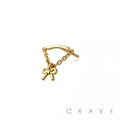 Threadless Push In Ribbon Bow Chain Dangle Labret
