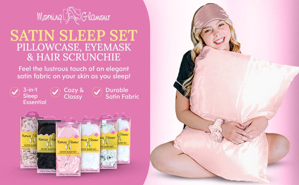 Ultimate Sleep Set Satin Pillowcase, Eye mask and Scrunchie