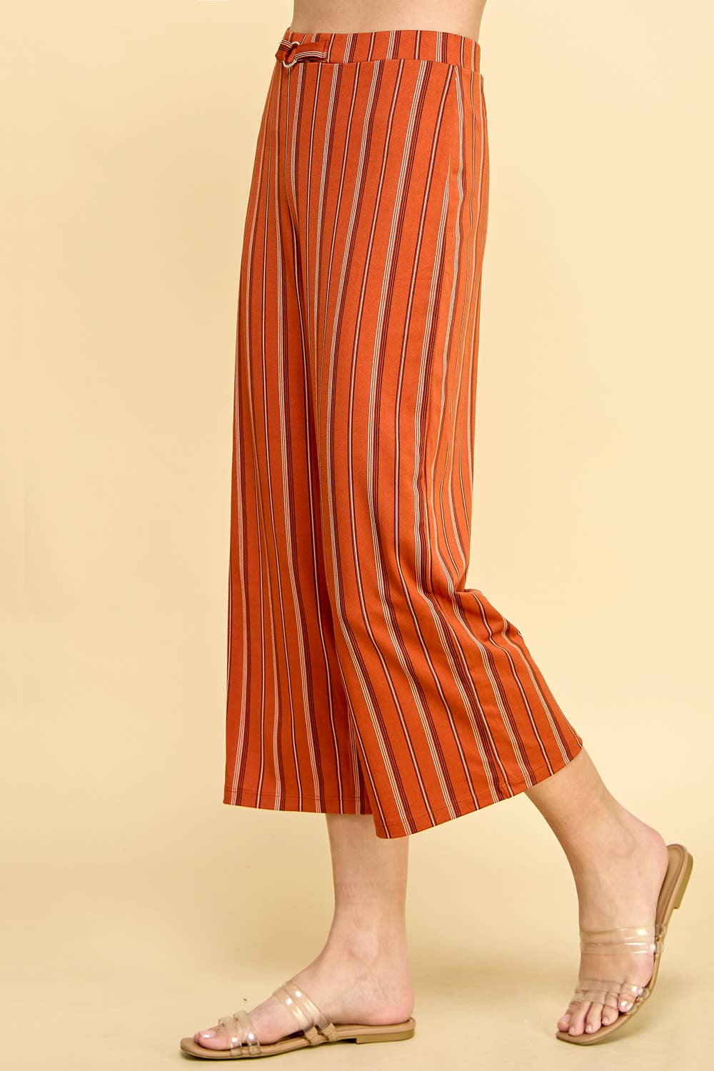 High Waist Cropped Striped Pants