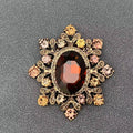 Antique-Inspired Amber Crystal Statement Brooch