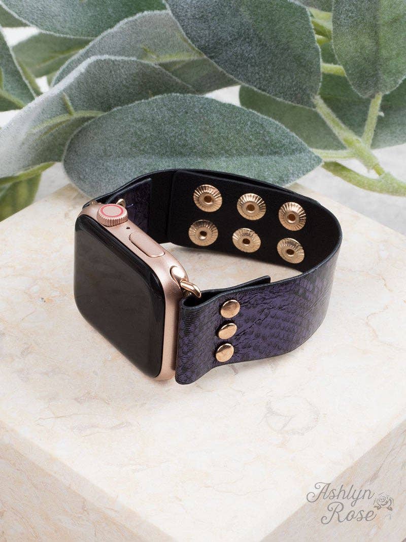 Snake, Rattle, & Roll Leather Smart Watch Band