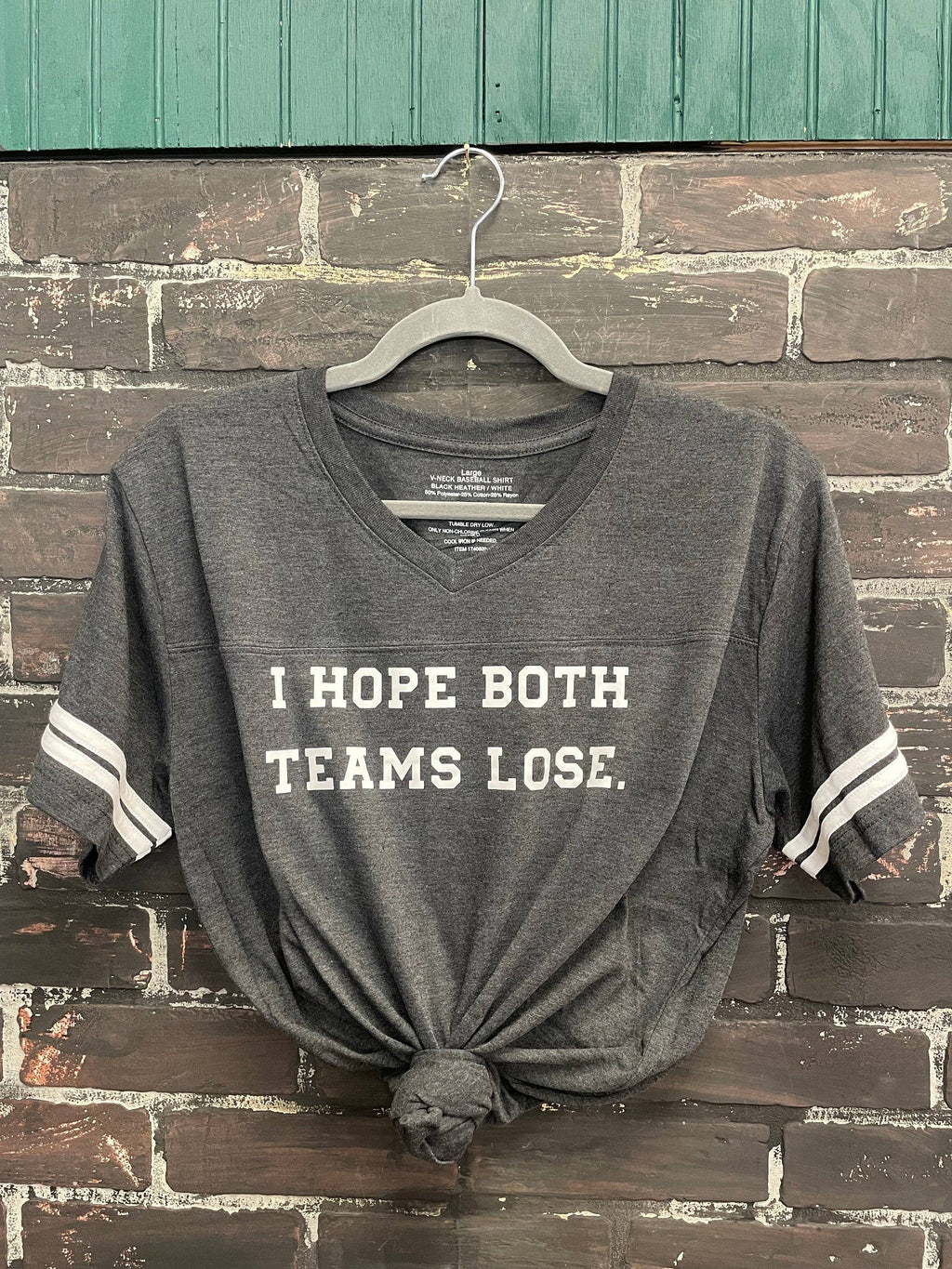 I hope both teams lose, Gray Baseball Style T-shirt: M