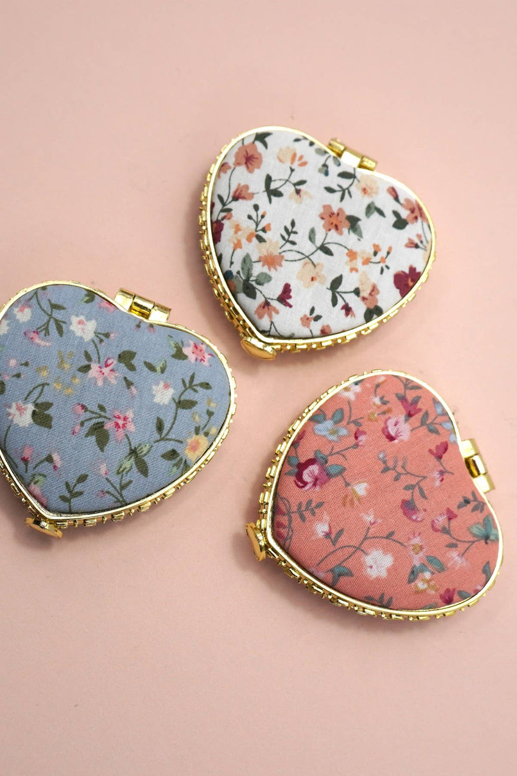 TRAVEL POCKET COMPACT HANDHELD FLORAL MIRROR | 40M103: Blue