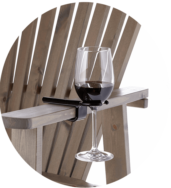 The Wine Hook - Wine Glass Holder for an outdoor chair: Red.